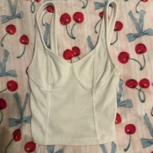 Aerie White Ribbed Bra Top